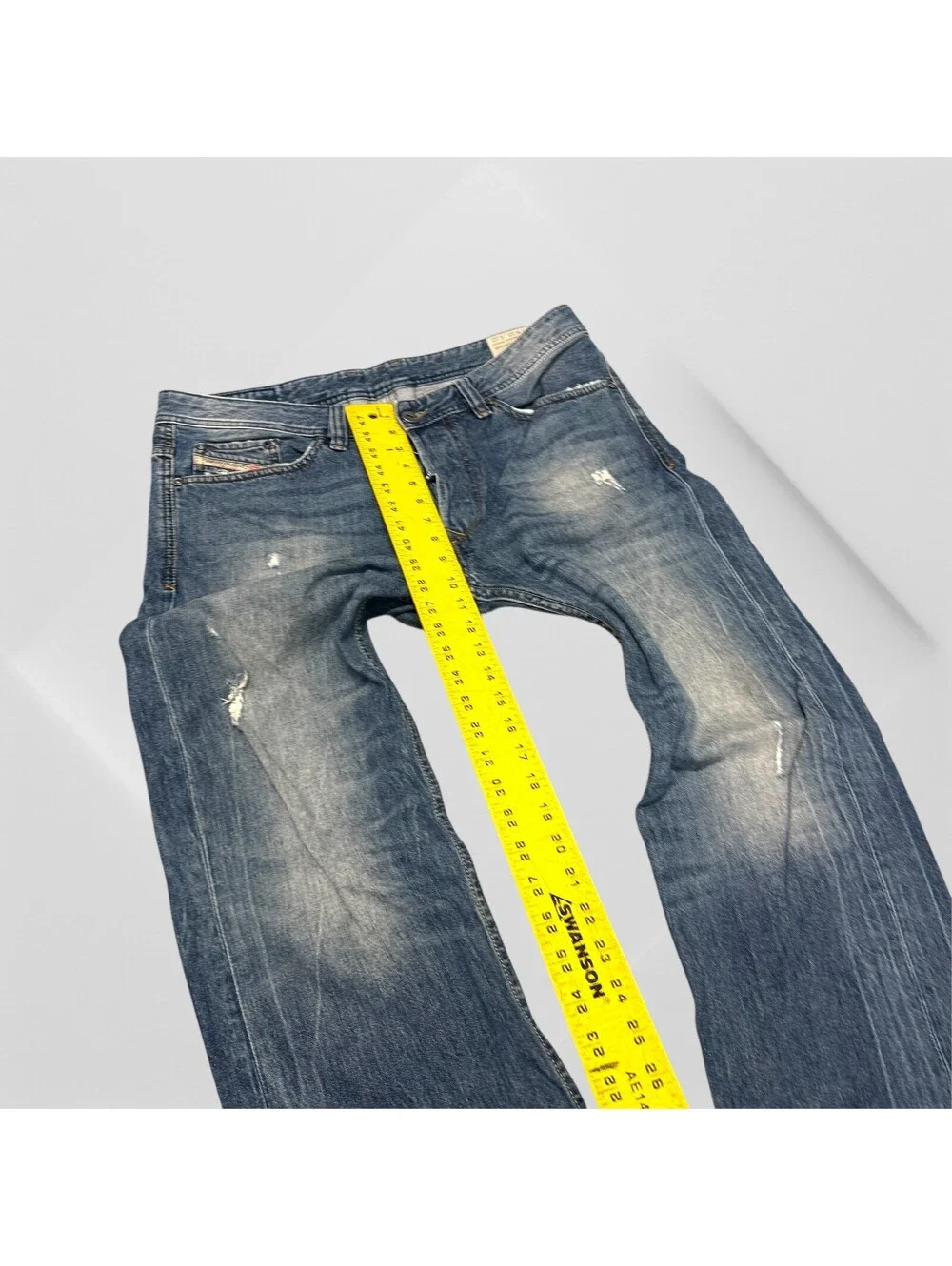 Diesel Jeans Mens 33x33 Blue Viker Washed Out Faded Denim Pants 0806L Altered